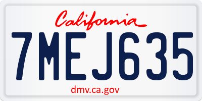 CA license plate 7MEJ635
