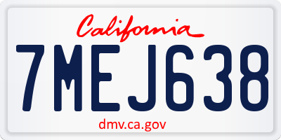 CA license plate 7MEJ638