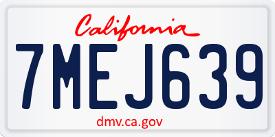 CA license plate 7MEJ639
