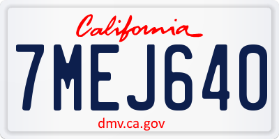 CA license plate 7MEJ640