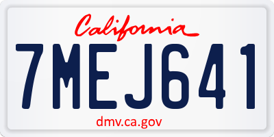 CA license plate 7MEJ641