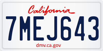 CA license plate 7MEJ643