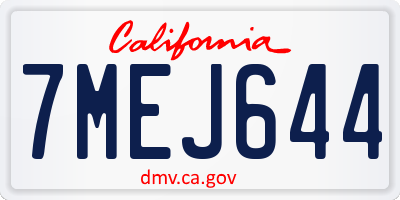 CA license plate 7MEJ644