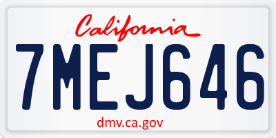 CA license plate 7MEJ646
