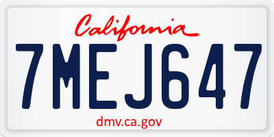 CA license plate 7MEJ647