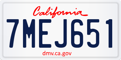 CA license plate 7MEJ651