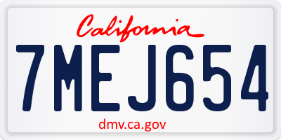 CA license plate 7MEJ654