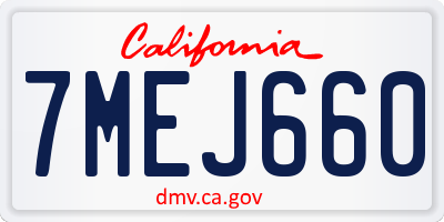 CA license plate 7MEJ660