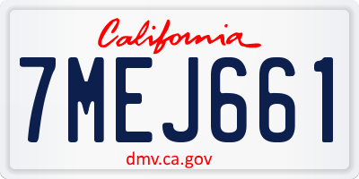 CA license plate 7MEJ661
