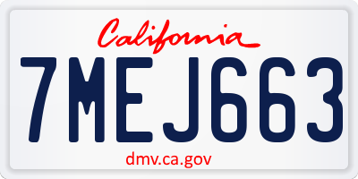 CA license plate 7MEJ663