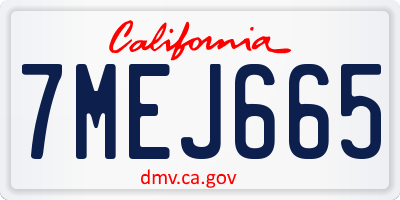 CA license plate 7MEJ665