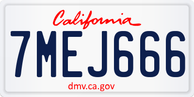 CA license plate 7MEJ666