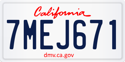 CA license plate 7MEJ671
