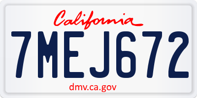 CA license plate 7MEJ672