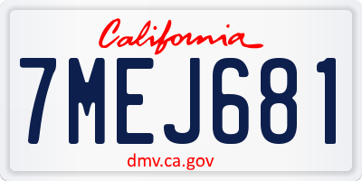 CA license plate 7MEJ681