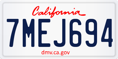 CA license plate 7MEJ694