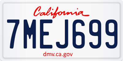 CA license plate 7MEJ699