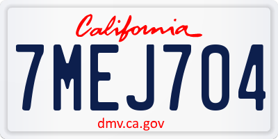 CA license plate 7MEJ704