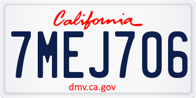 CA license plate 7MEJ706