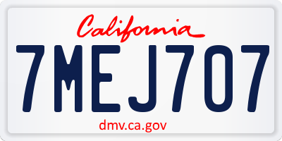 CA license plate 7MEJ707