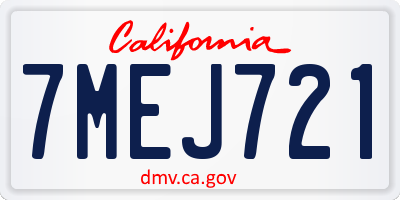 CA license plate 7MEJ721