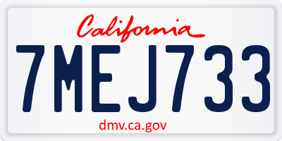 CA license plate 7MEJ733