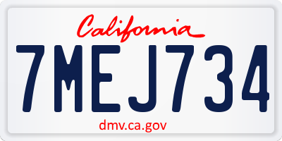 CA license plate 7MEJ734