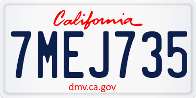 CA license plate 7MEJ735