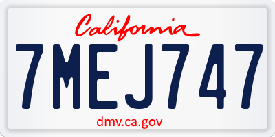 CA license plate 7MEJ747