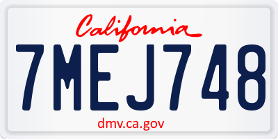 CA license plate 7MEJ748