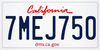 CA license plate 7MEJ750