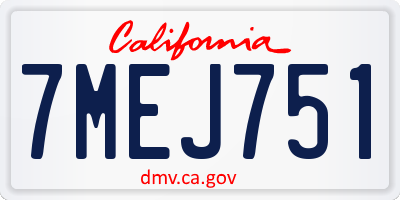 CA license plate 7MEJ751