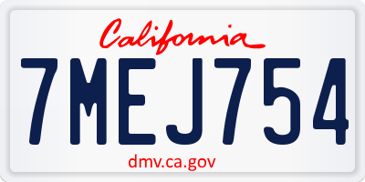 CA license plate 7MEJ754
