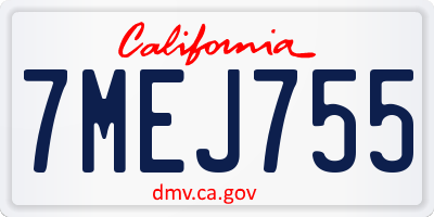 CA license plate 7MEJ755