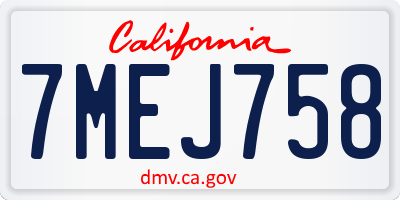CA license plate 7MEJ758