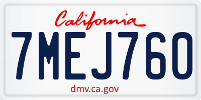 CA license plate 7MEJ760