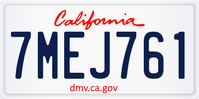 CA license plate 7MEJ761