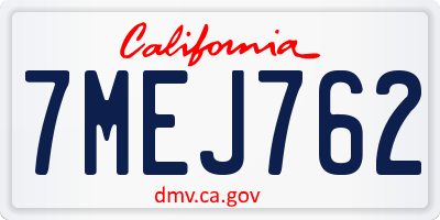 CA license plate 7MEJ762