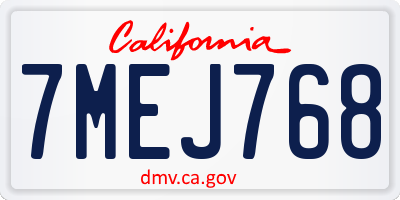 CA license plate 7MEJ768