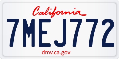 CA license plate 7MEJ772