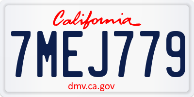 CA license plate 7MEJ779