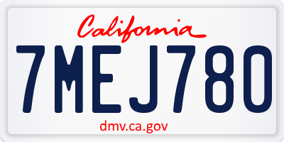 CA license plate 7MEJ780