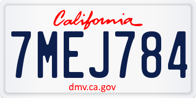 CA license plate 7MEJ784