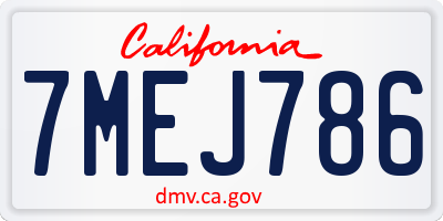 CA license plate 7MEJ786