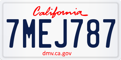 CA license plate 7MEJ787