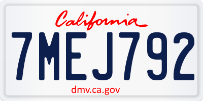 CA license plate 7MEJ792