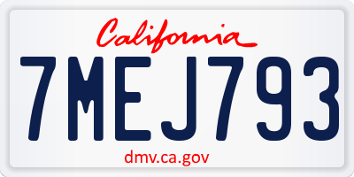 CA license plate 7MEJ793