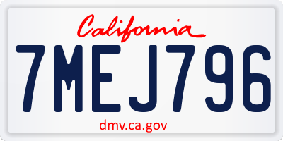CA license plate 7MEJ796