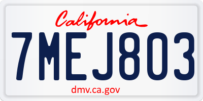 CA license plate 7MEJ803