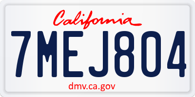 CA license plate 7MEJ804
